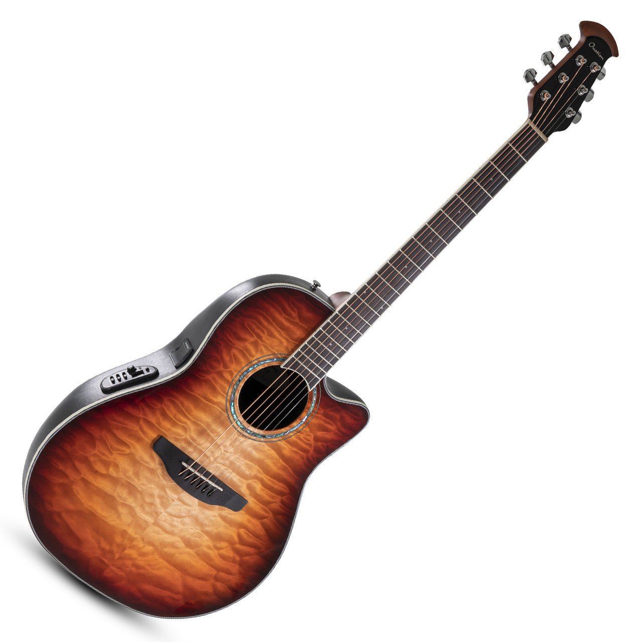 Ovation Celebrity Traditional Plus CS24X-7 Mid Cutaway Electro-Acoustic Guitar - Cognac Burst detail image 2