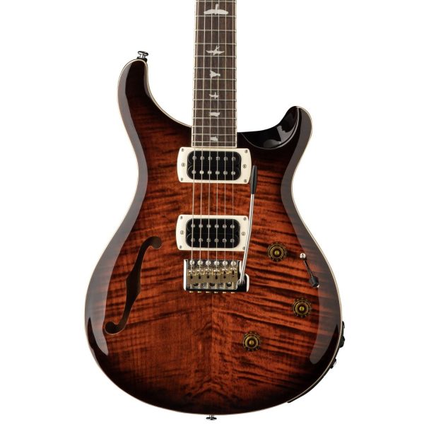 PRS SE Custom 24 Semi-Hollow Piezo Electric Guitar - Orange Tiger Smokeburst detail image 7