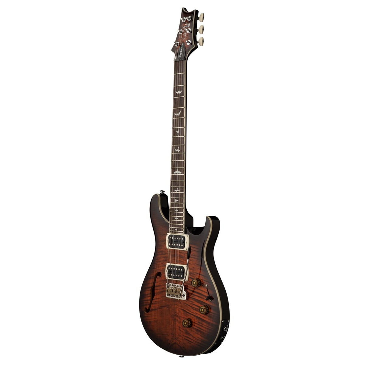 PRS SE Custom 24 Semi-Hollow Piezo Electric Guitar - Orange Tiger Smokeburst detail image 3
