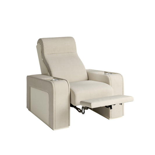 Vismara Luxor Home Cinema Chair — front three-quarter view with lacquered wood detailing