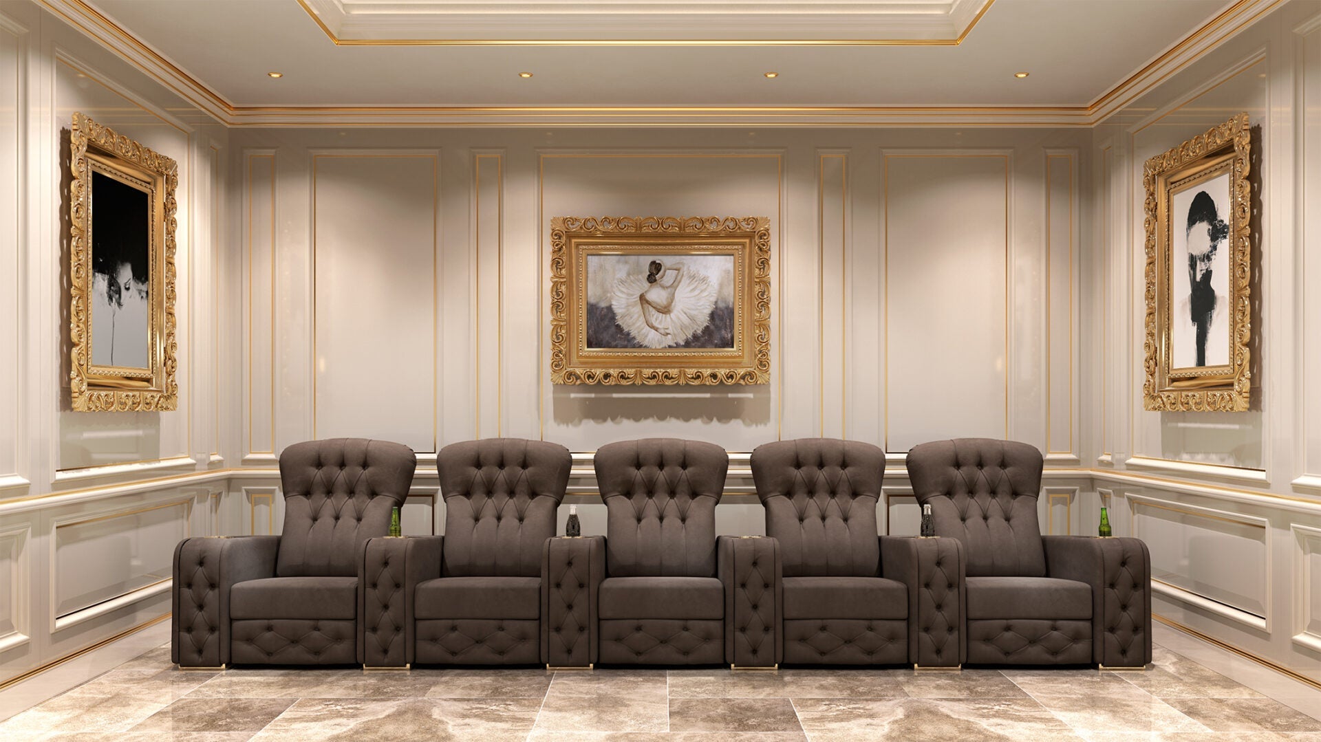 Vismara Chest Home Cinema Chair — front view in private cinema setting