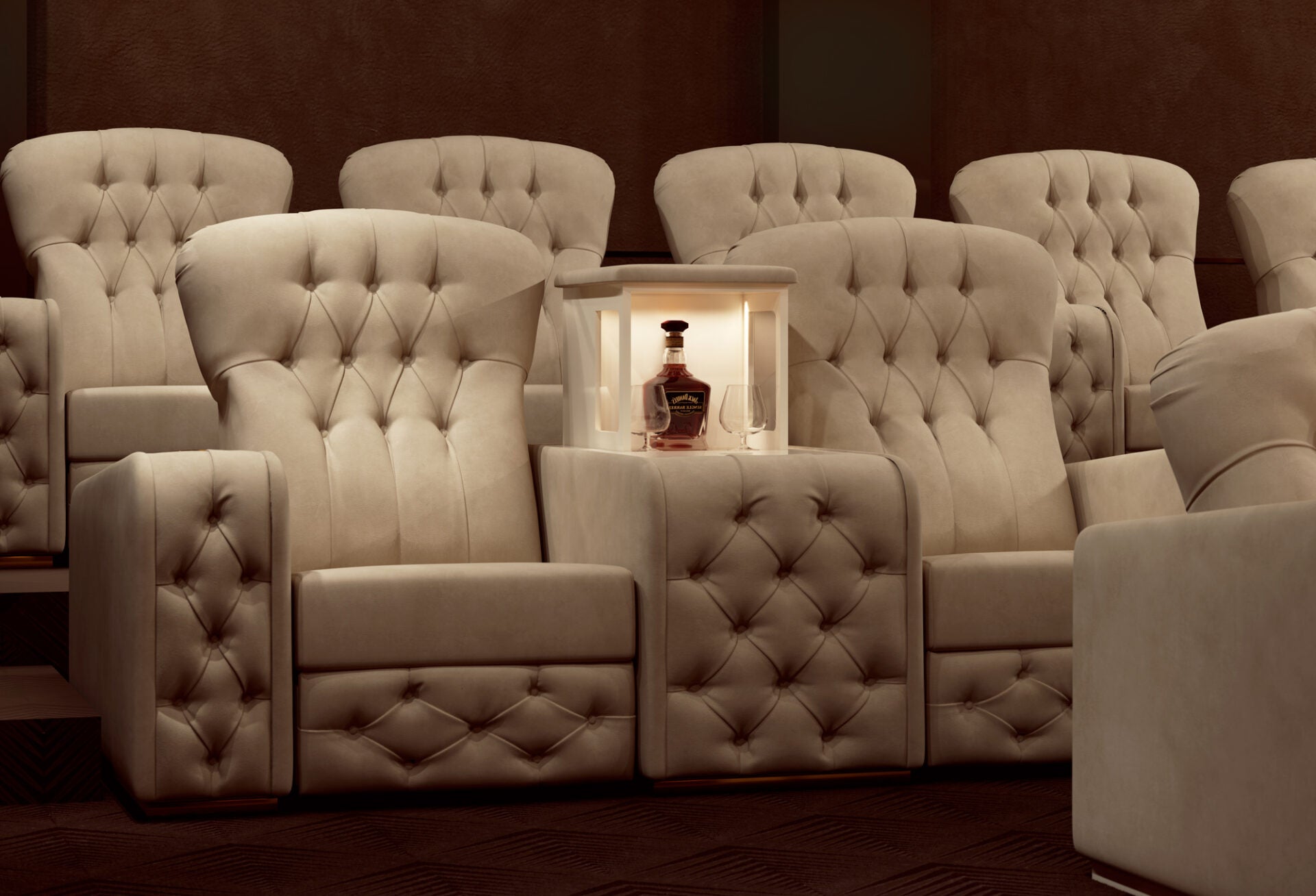Vismara Chest Home Cinema Chair — angled view showing rolled arms