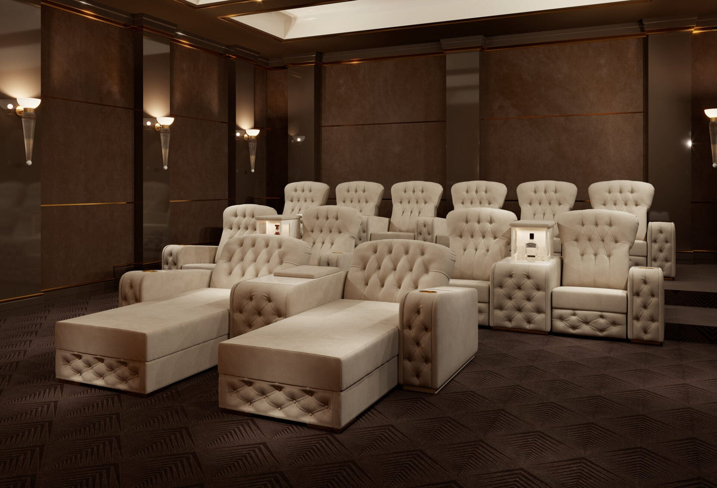 Vismara Chest Home Cinema Chair — close-up of full-grain leather and button work