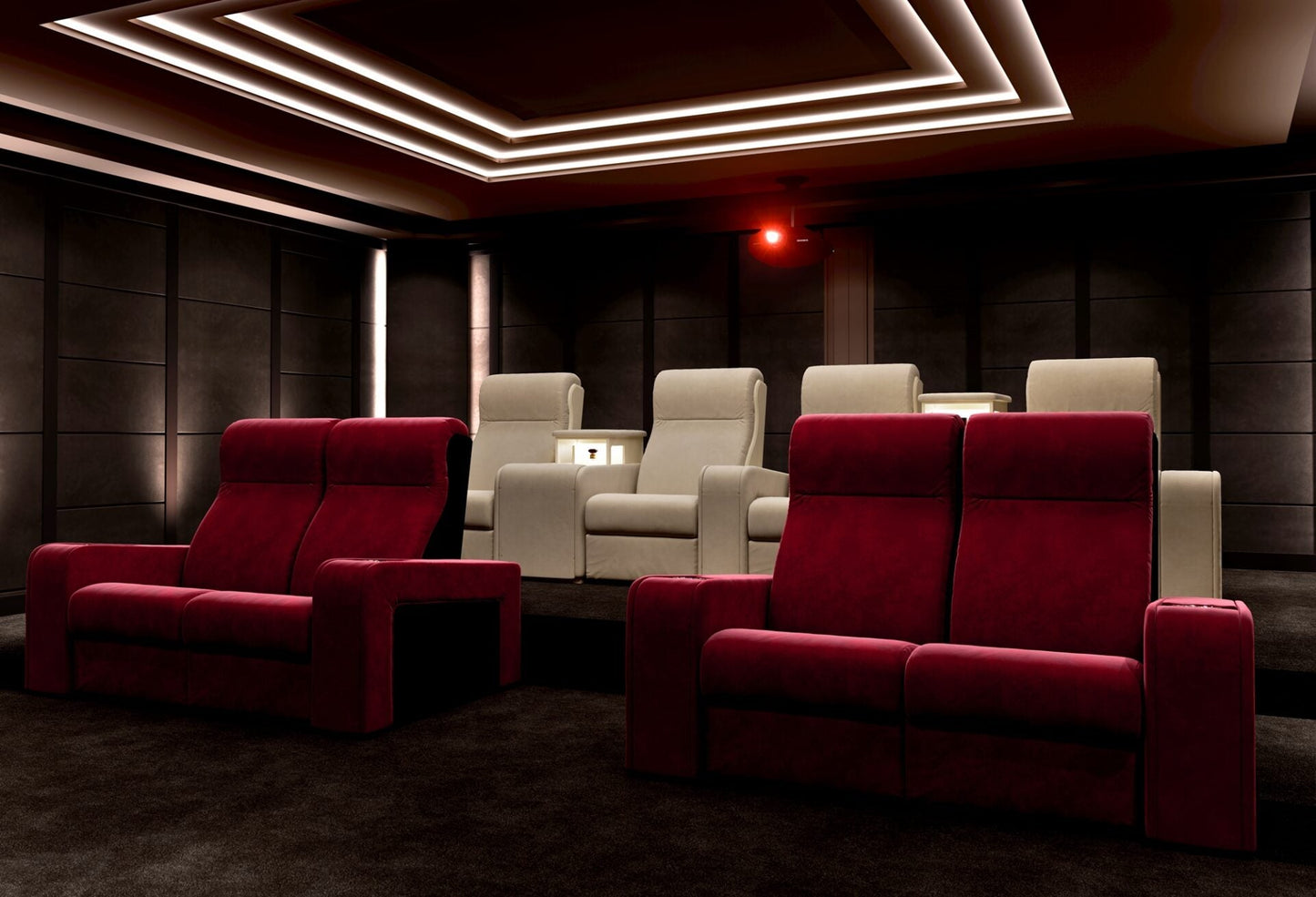 Vismara Luxor Home Cinema Chair — front view in private cinema setting