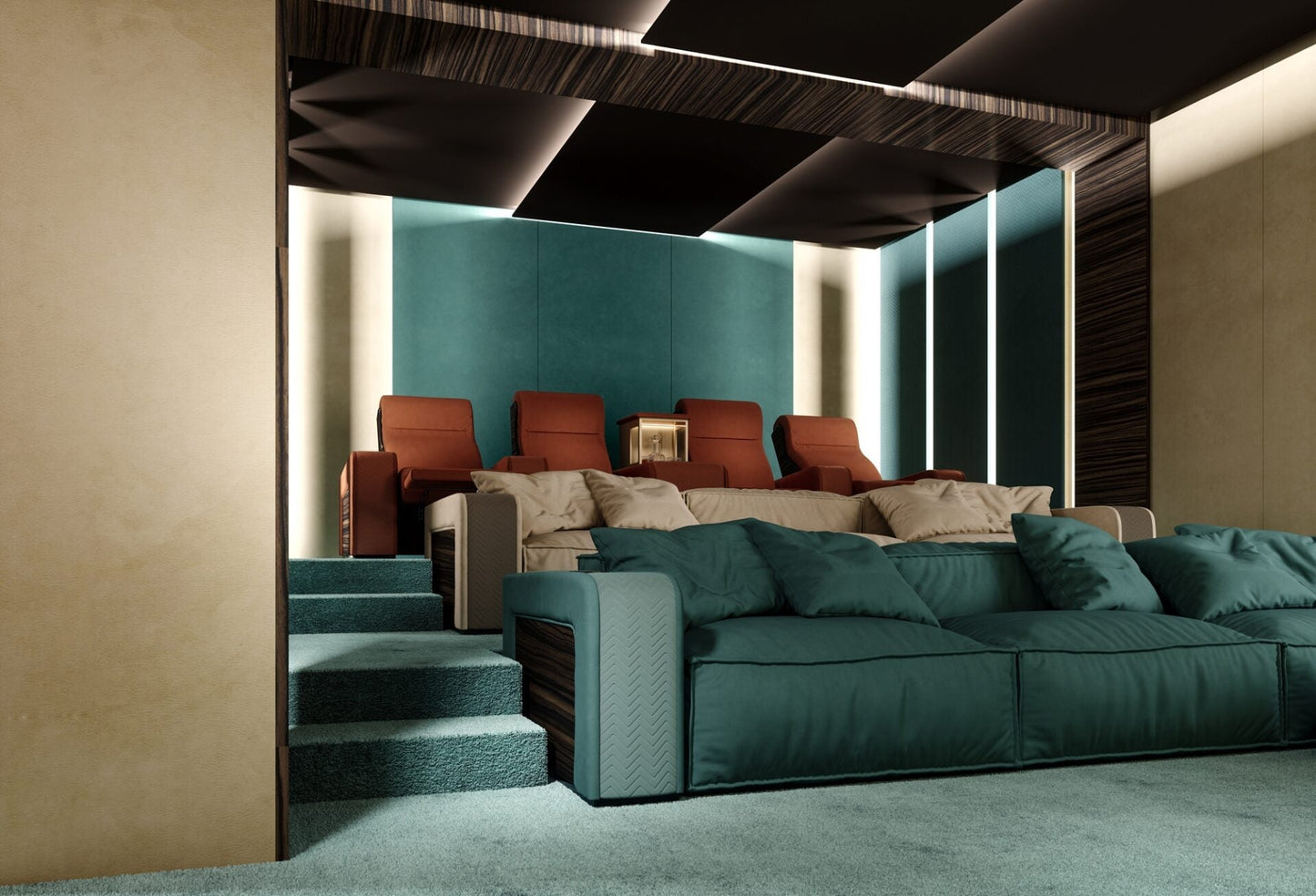 Vismara Onassis Home Cinema Chair — close-up of optional pop-up bar arm