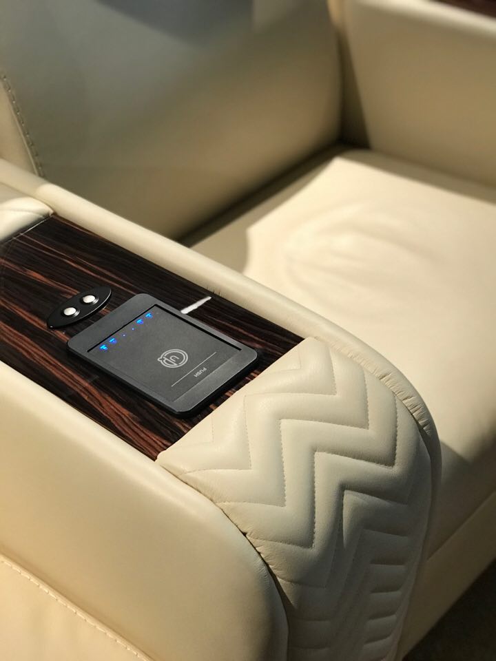Vismara Onassis Home Cinema Chair — curved row configuration in dedicated cinema