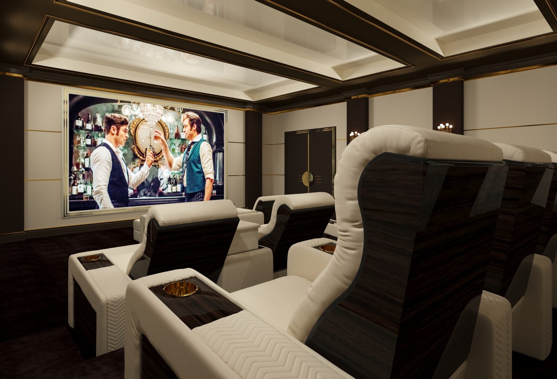 Vismara Onassis Home Cinema Chair — side profile showing geometric quilted armrest