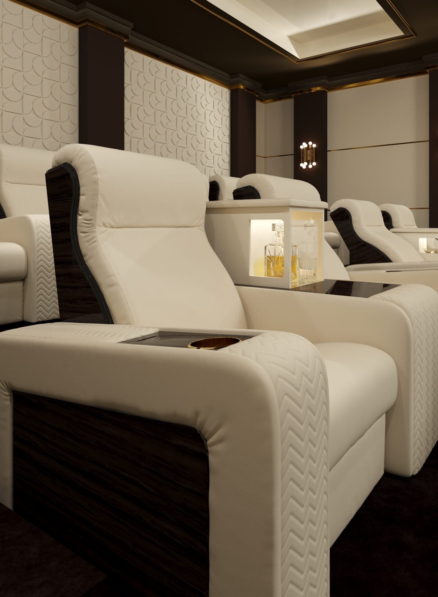 Vismara Onassis Home Cinema Chair — detail of armrest cooling cup holder