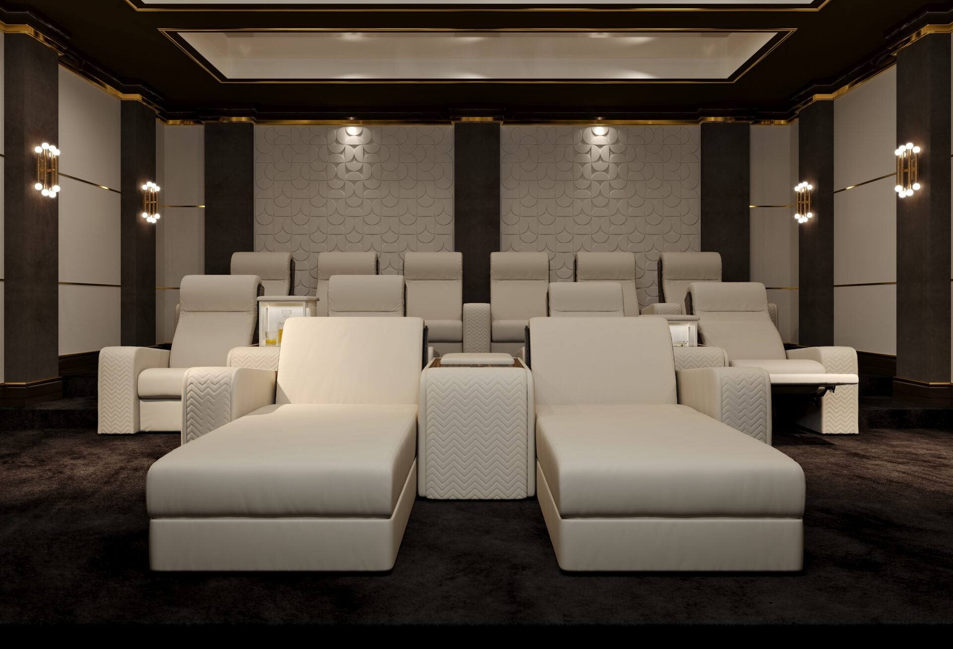 Vismara Onassis Home Cinema Chair — front view in private home theatre setting