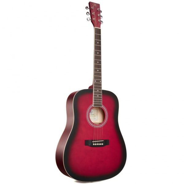 SX SD104K Dreadnought Acoustic Guitar Pack - Red detail image 4