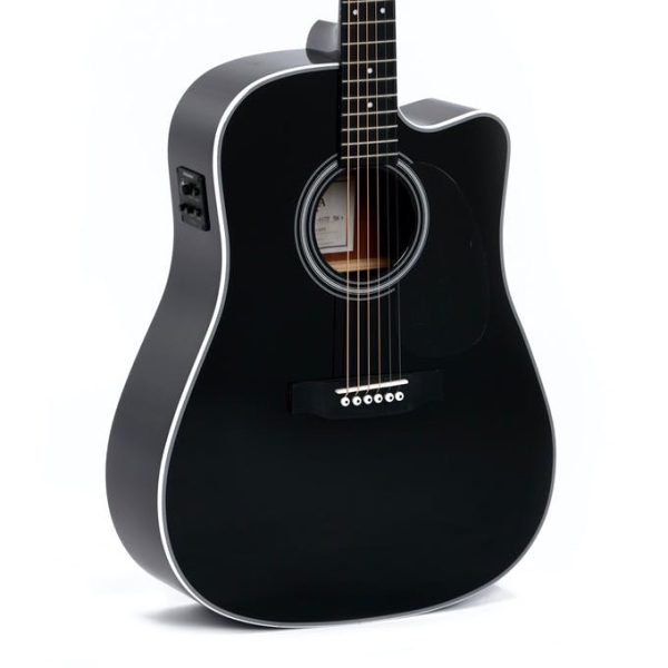 Sigma Guitars DMC-1STE 6-string Dreadnought Semi Acoustic Guitar (Black) detail image 4