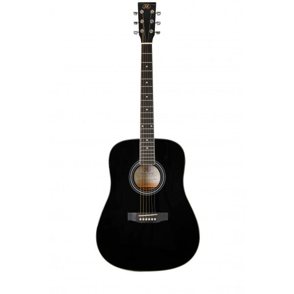SX SD104 Dreadnought Acoustic Guitar - Black detail image 3