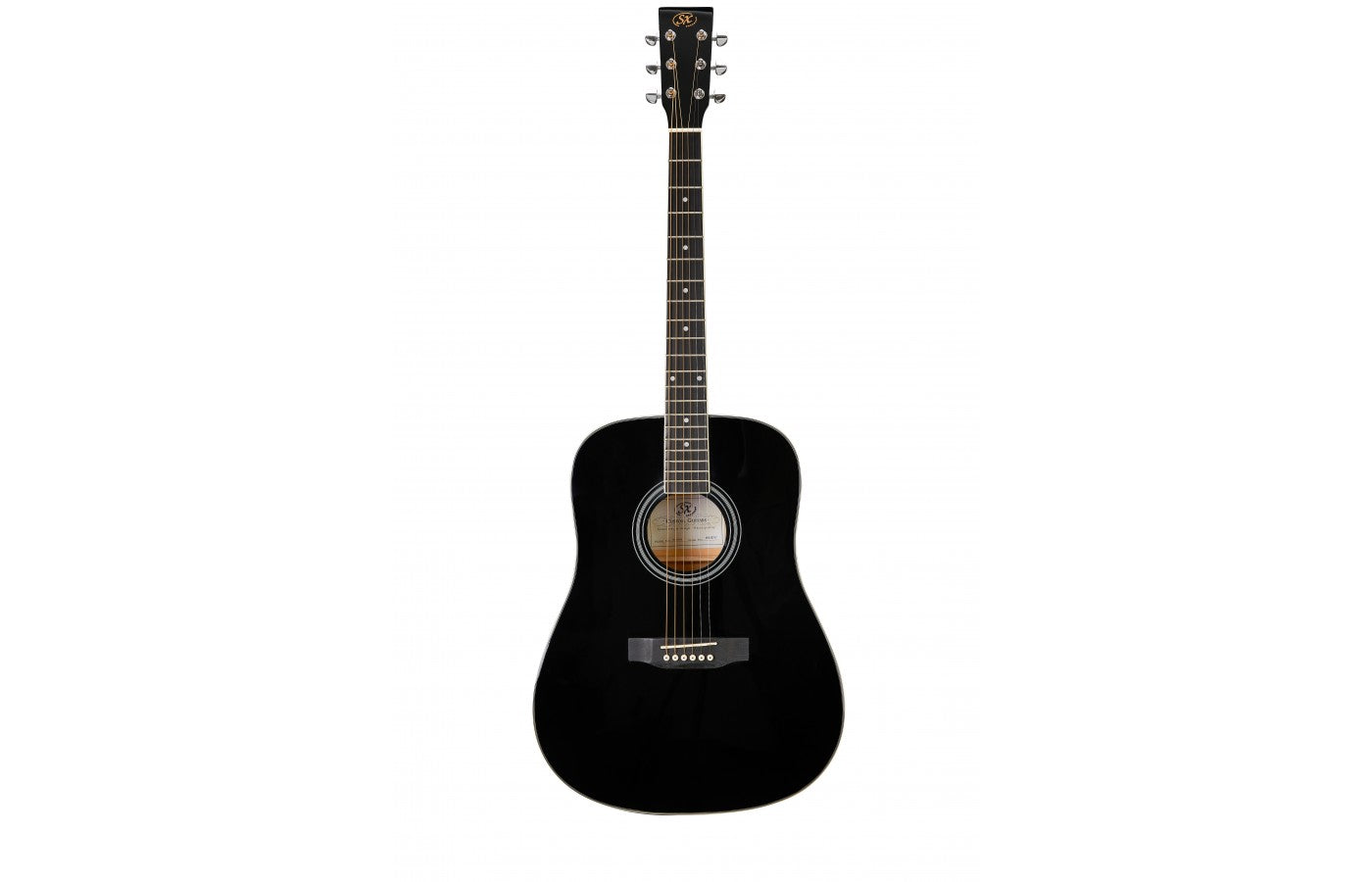 SX SD104 Dreadnought Acoustic Guitar - Black detail image 2