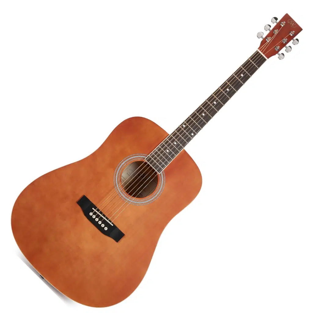 SX SD104 Dreadnought Acoustic Guitar – Brown detail image 2