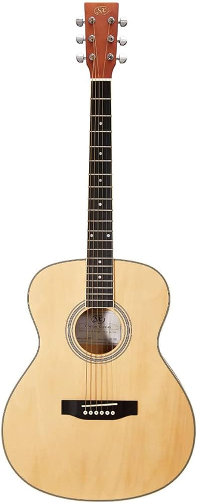 SX SO104 Mini Jumbo Acoustic Guitar - Natural detail image 2