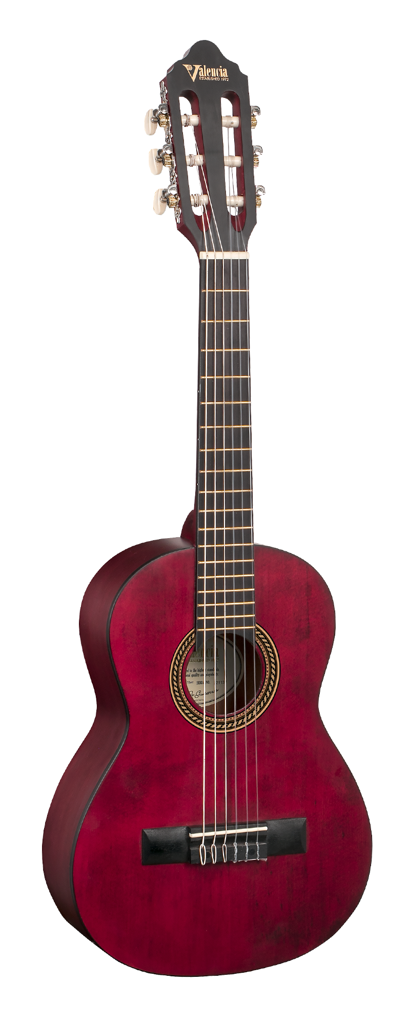 Valencia 1/4 Classical Guitar - Transparent Red detail image 2