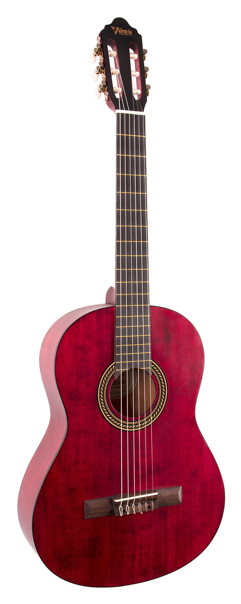 Valencia Classical 4/4 Guitar - Transparent Red detail image 2