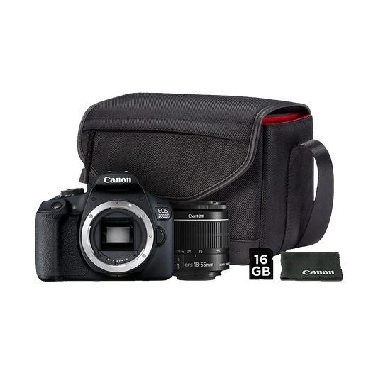 Canon EOS 2000D DSLR Starter Kit with EF-S 18-55mm IS II Lens, Bag & Card