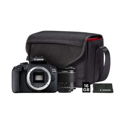 Canon EOS 2000D DSLR Starter Kit with EF-S 18-55mm IS II Lens, Bag & Card
