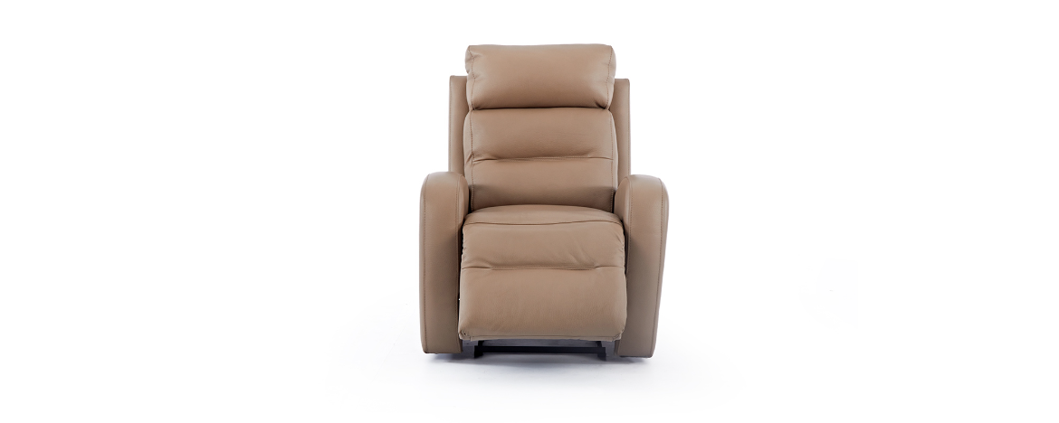 Bronx Motion Incliner Cinema Seat — front view in leather upholstery