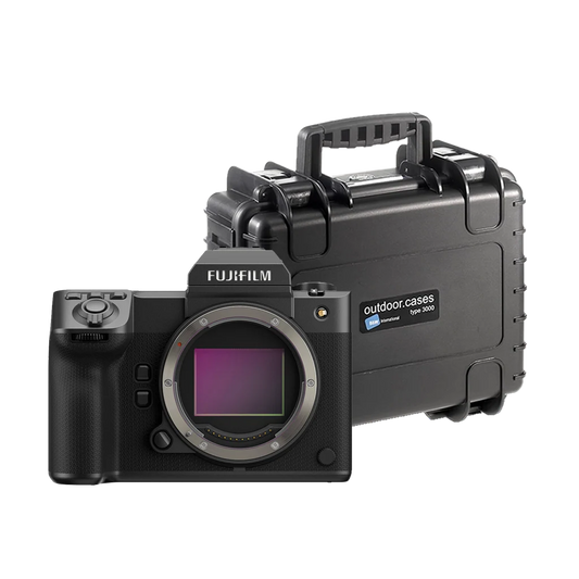 Fujifilm GFX 100 II Medium Format Mirrorless Camera with B&W International Type 3000 Outdoor Hard Case with Dividers (Black)