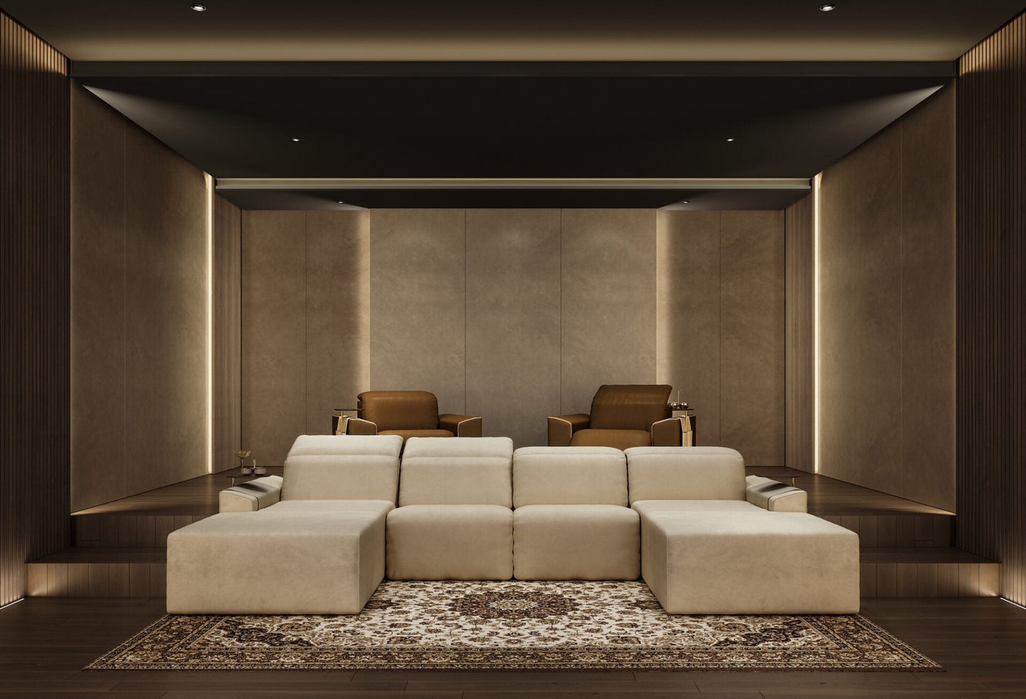 Vismara Kubrik reclining sofa — lounge position with separated mechanisms