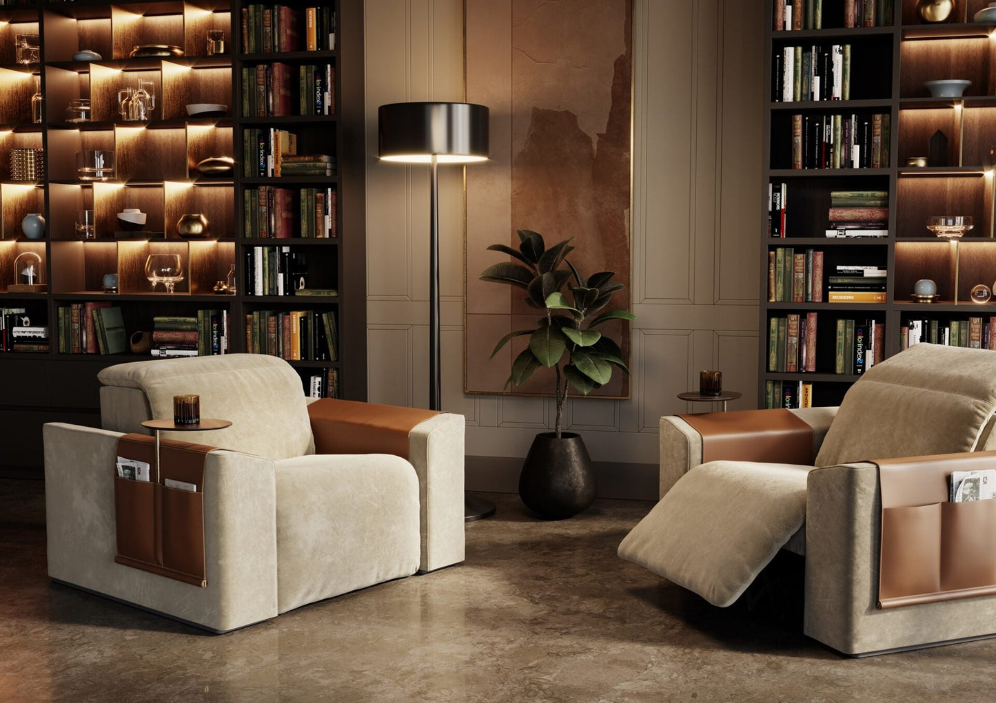 Vismara Kubrik reclining sofa — side profile in upright position