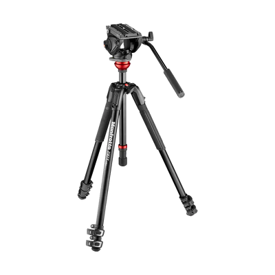 Manfrotto 500 Fluid Video Head with 190X Video Aluminium Tripod & Leveling Column Kit