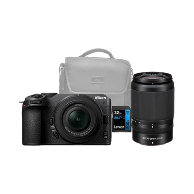 Nikon Z30 Mirrorless Camera Body with 16-50mm f3.5-6.3 Lens + 50-250mm f4.5-6.3 Lens + Bag and 32gb SD Card