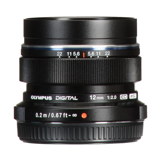 OM Systems Olympus M.Zuiko Digital ED 12mm f/2 Lens (Black) (MFT) (Online Only. ETA 3-5 Days)