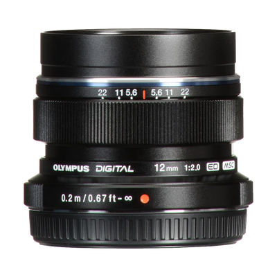 OM Systems Olympus M.Zuiko Digital ED 12mm f/2 Lens (Black) (MFT) (Online Only. ETA 3-5 Days)