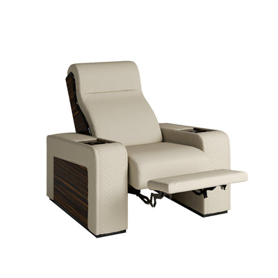 Vismara Onassis Home Cinema Chair — front three-quarter view in polished Makassar ebony