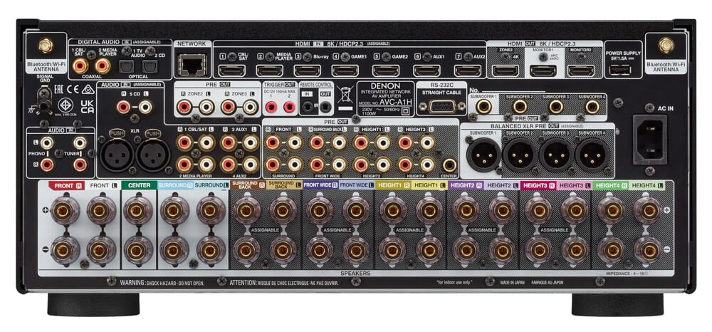 Denon AVC-A1H 15.4 Channel 8K AV Amplifier - Rear Connections
