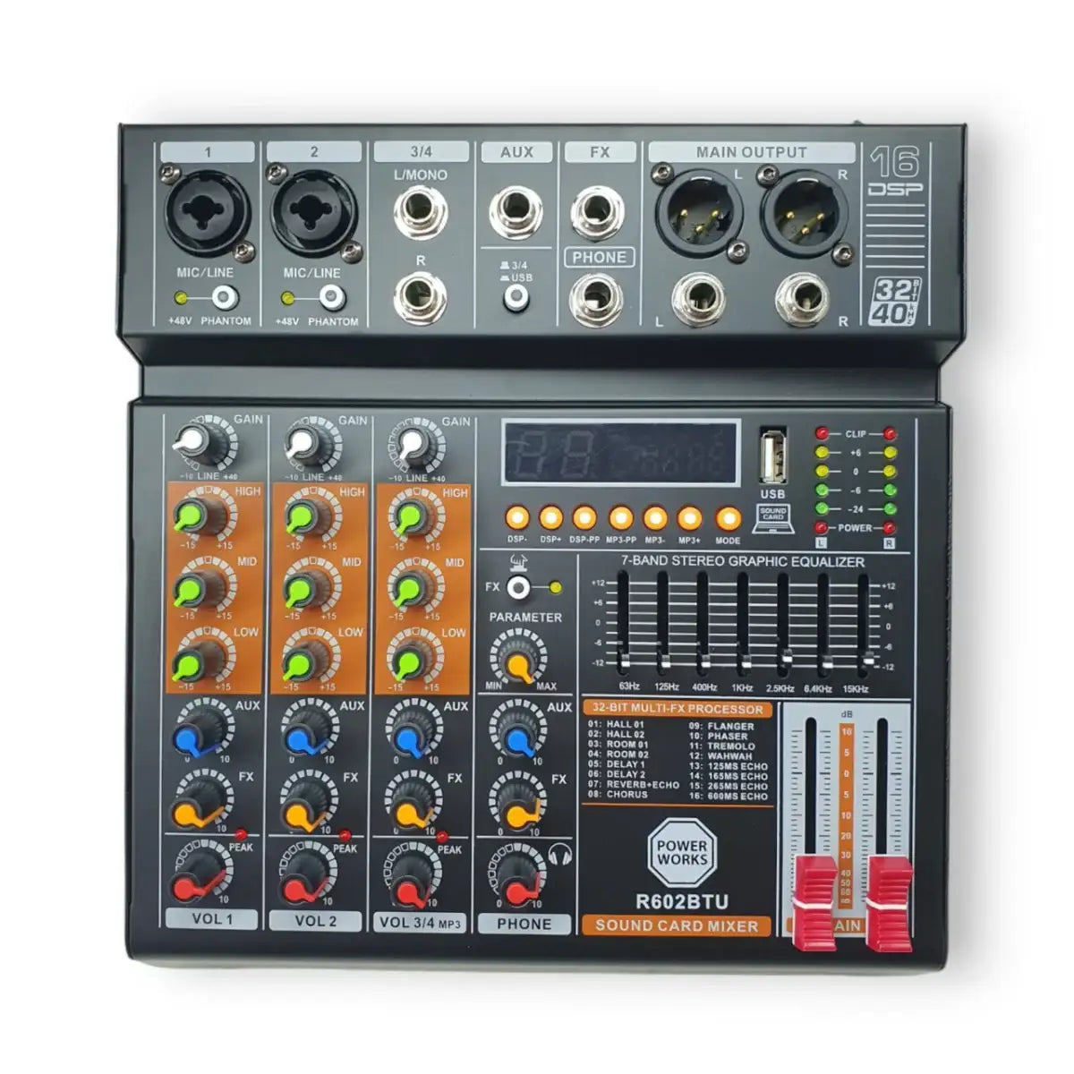 PowerWorks R602BT USB 4-channel Analogue Mixer - PowerWorks - VisionSounds South Africa