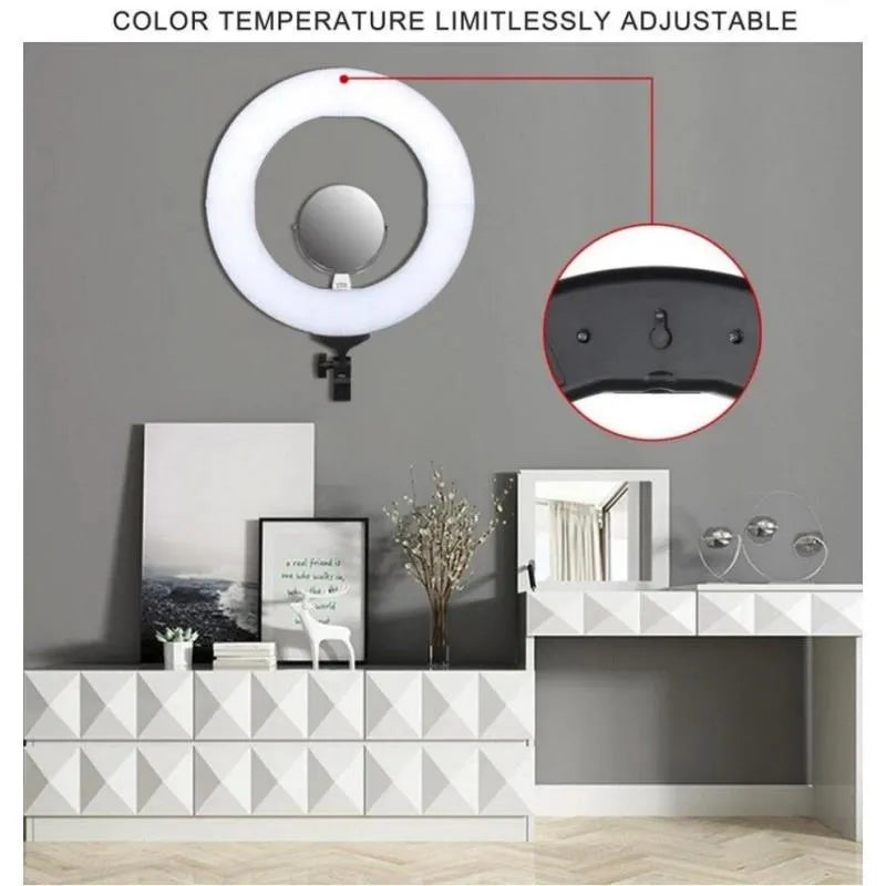 Zomei LED ring Light 14inch + Light stand + AC adapter + Phone adapter + Camera adapter + Carry Bag - Image 7