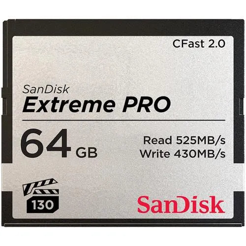 SanDisk  64GB Extreme PRO CFast 2.0 Memory Card (525MB/s Read, 430MB/s Write) - SanDisk - VisionSounds South Africa
