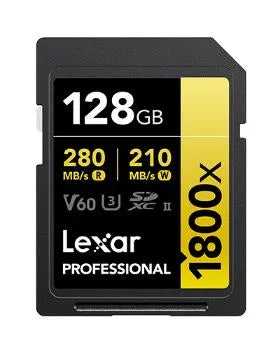 Lexar 128GB Professional 1800x UHS-II SDXC Memory Card (GOLD Series) - Lexar - VisionSounds South Africa