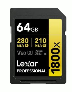 Lexar 64GB Professional 1800x UHS-II SDXC Memory Card (GOLD Series) - Lexar - VisionSounds South Africa