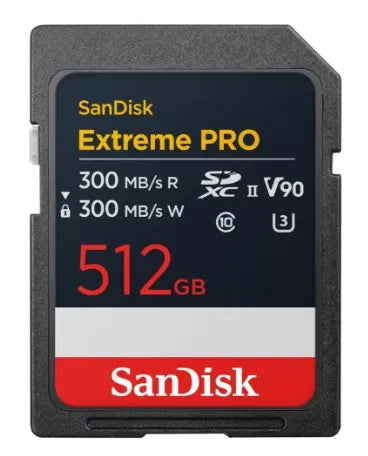 SanDisk  512GB Extreme PRO V90 UHS-II SD cards (300MB/s Read, 300MB/s Write) - SanDisk - VisionSounds South Africa