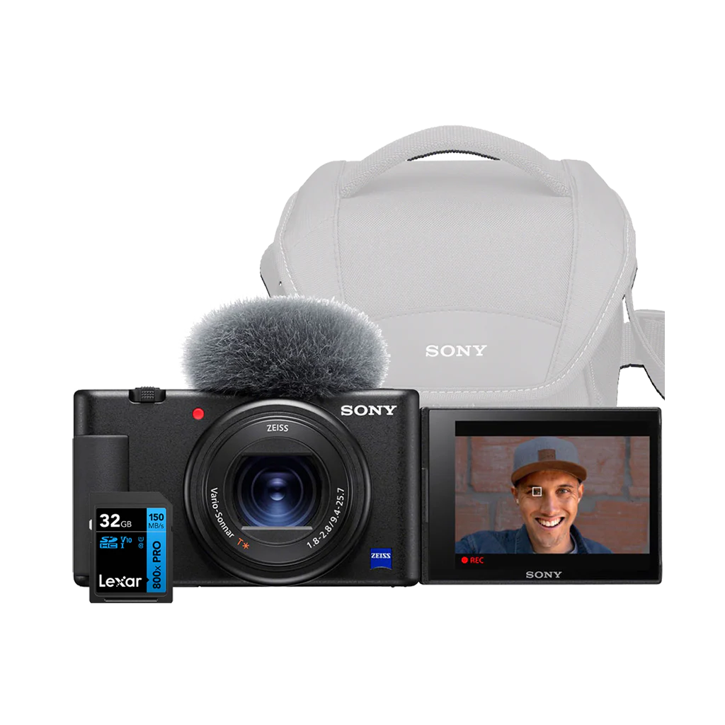 Sony ZV-1 Digital Camera with Sony Shoulder Bag and 32GB SD Card (Black)