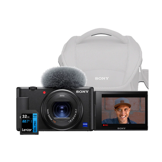Sony ZV-1 Digital Camera with Sony Shoulder Bag and 32GB SD Card (Black)