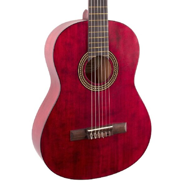 Valencia Classical 4/4 Guitar - Transparent Red detail image 3