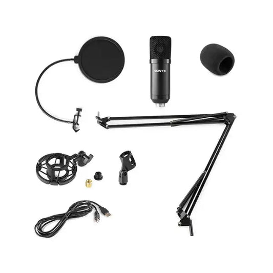 Vonyx – CMS300B STUDIO SET BLACK CONDENSER USB MIC WITH STAND & POP FILTER - Vonyx - VisionSounds South Africa