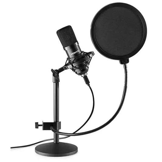 Vonyx CMTS300B STUDIO SET BLACK CONDENSER MIC WITH STAND & POP FILTER - Vonyx - VisionSounds South Africa