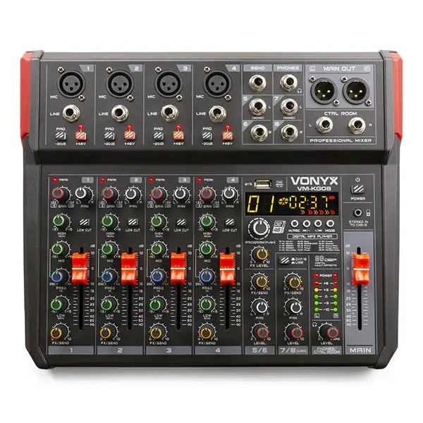 VONYX – VM-KG08 8CH MUSIC MIXER BT/MP3/USB/DSP RECORD - VONYX - VisionSounds South Africa