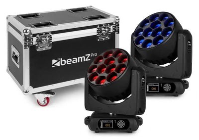 Beamz MHL1240 LED MOVING HEAD ZOOM 12X40W 2 PIECES IN FLIGHTCASE - Beamz - VisionSounds South Africa